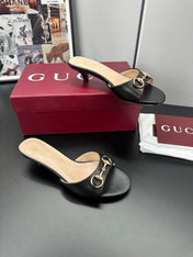 GUCCI 26S HIGH-HEELED SANDALS 50 MM IN BLACK CALFSKIN