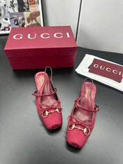 GUCCI 26S SLINGBACK 25 MM IN RED CANVAS