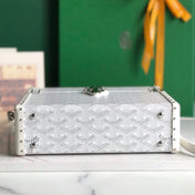CASSETTE TRUNK BAG 21 IN WHITE GOYARDINE CANVAS & CLAMECY COWHIDE
