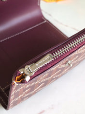 SAINT-GABRIEL WALLET 12 IN WINE RED CALFSKIN AND GOYARDINE CANVAS