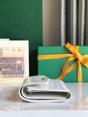 SAINT-GABRIEL WALLET 12 IN WHITE CALFSKIN AND GOYARDINE CANVAS