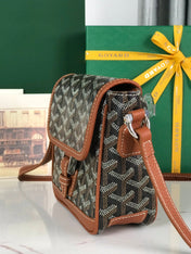 GRAND BLEU 16 IN BLACK GOYARDINE CANVAS AND TAN LAMBSKIN