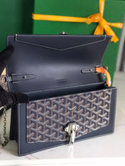 DUCHESSE MARIE-CAROLINE BAG 25 IN NAVY BLUE GOYARDINE CANVAS AND SMOOTH CALFSKIN