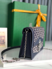 DUCHESSE MARIE-CAROLINE BAG 25 IN NAVY BLUE GOYARDINE CANVAS AND SMOOTH CALFSKIN