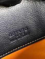 HIRONDELLE BAG 25 IN NAVY BLUE LAMBSKIN AND GOYARDINE CANVAS