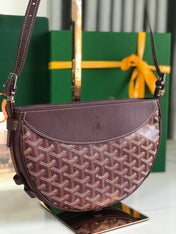 HIRONDELLE BAG 25 IN WINE RED LAMBSKIN AND GOYARDINE CANVAS