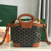 GOYA 26S BELUGA MINI BAG 23MM IN BROWN GOYARDINE CANVAS AND CALFSKIN