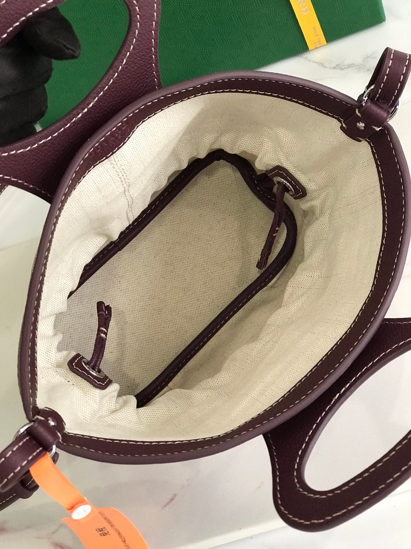 GOYA 26S BELUGA MINI BAG 23MM IN BURGUNDY BROWN GOYARDINE CANVAS AND CALFSKIN