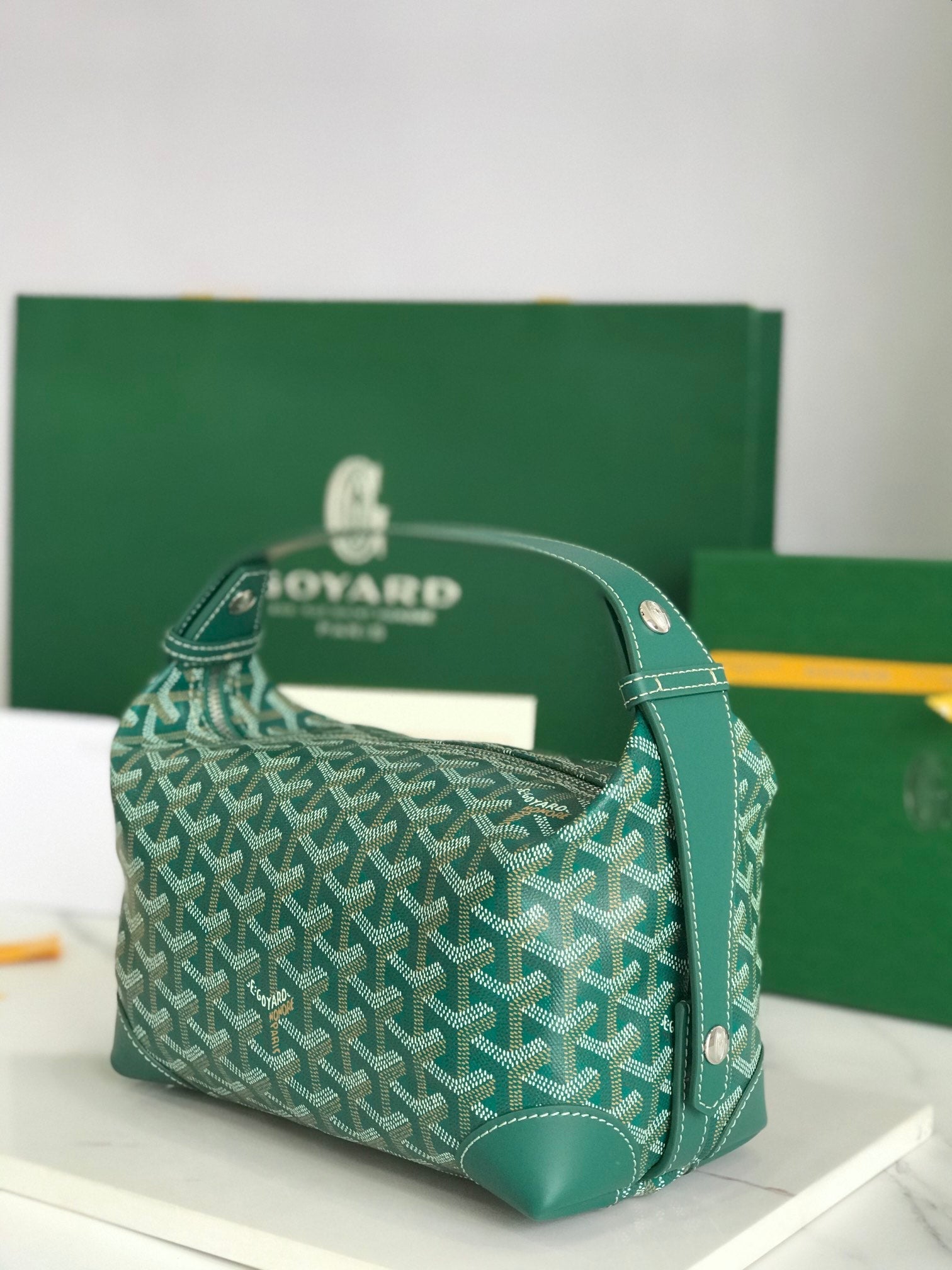 GOYA 26S BOEING 25MM IN DARK GREEN GOYARDINE CANVAS AND CALFSKIN