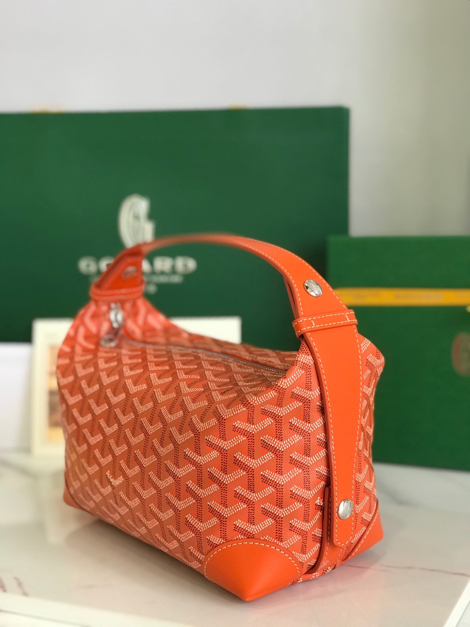 GOYA 26S BOEING 25MM IN ORANGE GOYARDINE CANVAS AND CALFSKIN