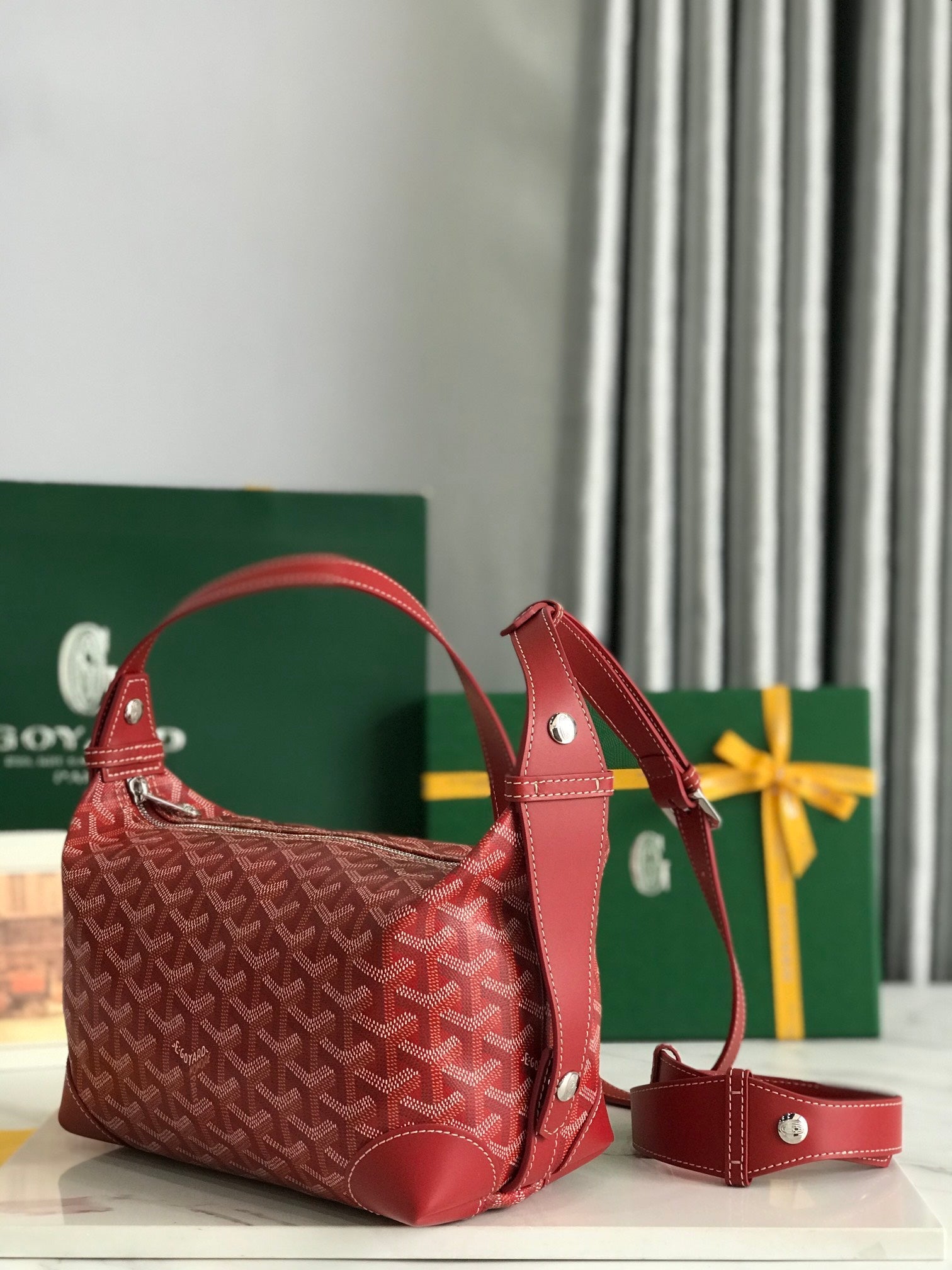 GOYA 26S BOEING 25MM IN DARK RED GOYARDINE CANVAS AND CALFSKIN
