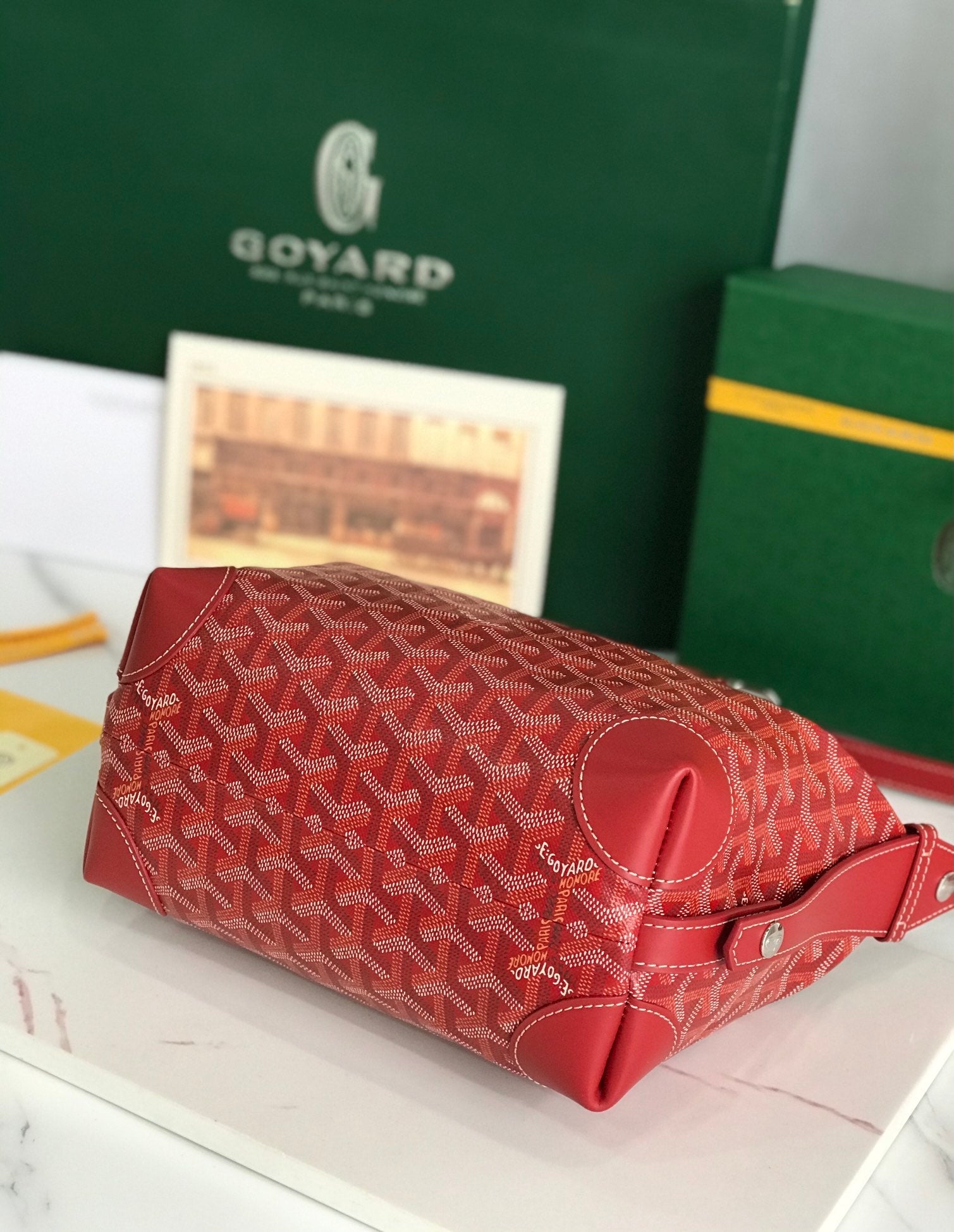 GOYA 26S BOEING 25MM IN DARK RED GOYARDINE CANVAS AND CALFSKIN