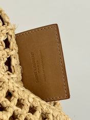 OXALIS 40  IN RAFFIA CROCHET AND LEATHER VINTAGE BROWN