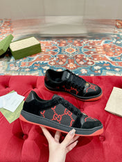 GUCCI 26S SCREENER SNEAKER IN BLACK AND RED GG CANVAS