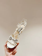 GG CRYSTAL HORSEBIT SANDAL WHITE LAMBSKIN