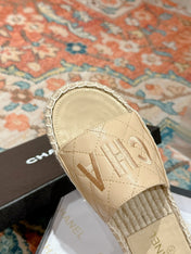FLAT SLIPPERS IN BEIGE LAMBSKIN MIX WOVEN