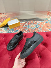 RUNWAY SEQUIN CASUAL SHOES IN BLACK CALFSKIN