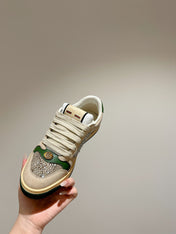 GUCCI 26S SCREENER SNEAKER IN BEIGE SUEDE MIX CANVAS