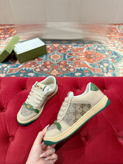 GUCCI 26S SCREENER SNEAKER IN BEIGE SUEDE MIX CANVAS