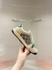 GUCCI 26S SCREENER SNEAKER IN BEIGE SUEDE MIX CANVAS