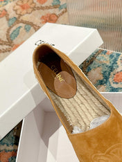 ESPADRILLES PEANUT BROWN SUEDE EMBOSSED LOGO