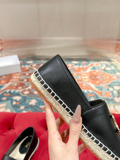 ESPADRILLES BLACK LAMBSKIN GOLD TRIOMPHE