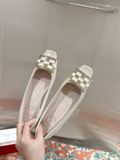 TROMPETTE BALLERINAS IN OFF WHITE SHINY CALFSKIN