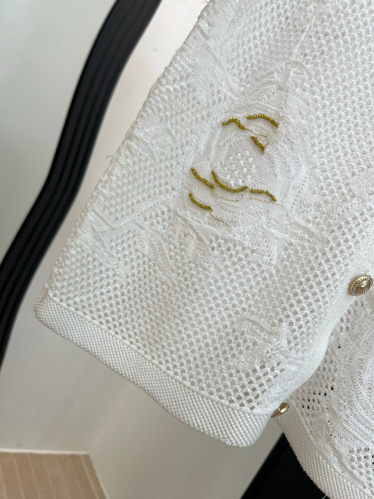 CHANEL 26S BUTTON-UP SHORT-SLEEVE KNIT TOP STYLE 1159