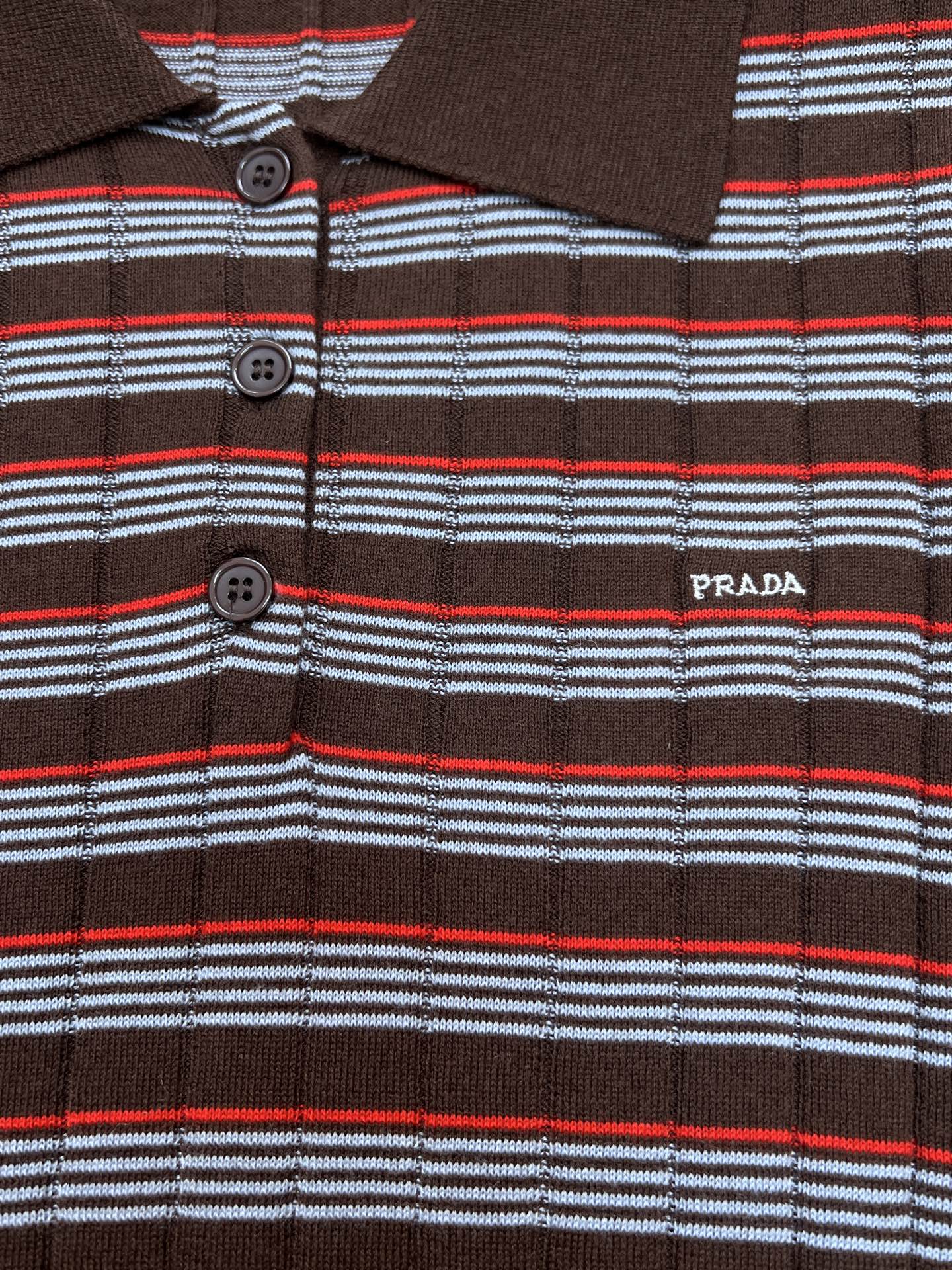 PRADA 26S LONG-SLEEVE KNIT POLO SHIRT 1073