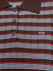 PRADA 26S LONG-SLEEVE KNIT POLO SHIRT 1073
