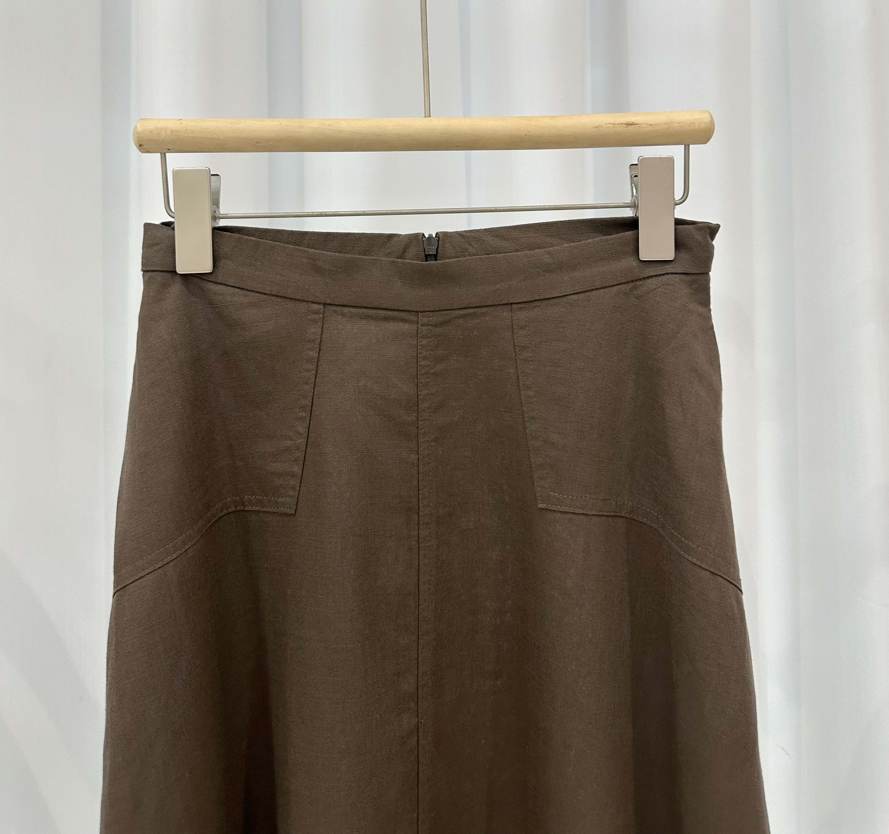 RALPH LAUREN 26S LINEN MIDI SKIRT 488