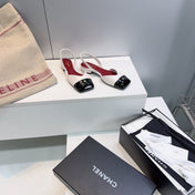 CHANEL 26S FLAT SLINGBACK IN WHITE LAMBSKIN WITH BLACK CAP TOE
