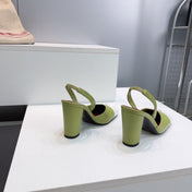 CHANEL 26S SLINGBACK 95 MM IN GREEN LAMBSKIN WITH WHITE CAP TOE