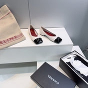 CHANEL 26S FLATS IN WHITE LAMBSKIN WITH BLACK CAP TOE