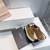 CHANEL 26S GUM SOLE SNEAKERS IN BROWN SUEDE