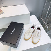 CHANEL 26S GUM SOLE SNEAKERS IN OFF-WHITE SUEDE