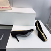 CHANEL 26S HIGH HEELS 100 MM IN BLACK SUEDE