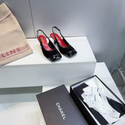 CHANEL 26S HIGH HEEL SLINGBACK PUMPS 65 MM IN BLACK LAMBSKIN AND SUEDE