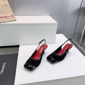 CHANEL 26S HIGH HEEL SLINGBACK PUMPS 65 MM IN BLACK LAMBSKIN AND SUEDE