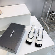 CHANEL 26S HIGH HEEL SLINGBACK PUMPS 65 MM IN BLACK AND WHITE LAMBSKIN