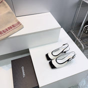 CHANEL 26S HIGH HEEL SLINGBACK PUMPS 65 MM IN BLACK AND WHITE LAMBSKIN