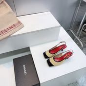 CHANEL 26S HIGH HEEL SLINGBACK PUMPS 65 MM IN BLACK LAMBSKIN AND BEIGE SUEDE