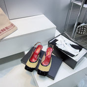 CHANEL 26S HIGH HEEL SLINGBACK PUMPS 65 MM IN BLACK LAMBSKIN AND BEIGE SUEDE