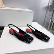 CHANEL 26S SLINGBACK PUMPS IN BLACK PATENT LAMBSKIN
