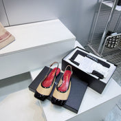 CHANEL 26S SLINGBACK PUMPS IN BLACK AND BEIGE PATENT LAMBSKIN