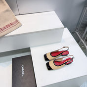 CHANEL 26S SLINGBACK PUMPS IN BLACK AND BEIGE PATENT LAMBSKIN