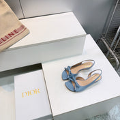 DIOR 26S BOW SLINGBACK SANDALS 45MM IN LIGHT BLUE CALFSKIN