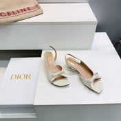 DIOR 26S BOW SLINGBACK SANDALS 45MM IN IVORY WHITE CALFSKIN