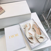 DIOR 26S BOW SLINGBACK SANDALS 45MM IN IVORY WHITE CALFSKIN