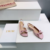 DIOR 26S BOW SLINGBACK SANDALS 45MM IN PINK SATIN